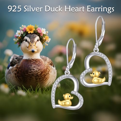 Capybara/Seal/Duck/Ladybug/Chicken/Unicorn Earrings for Women Sterling Silver Heart Leverback Earrings Animal Jewelry Gift4