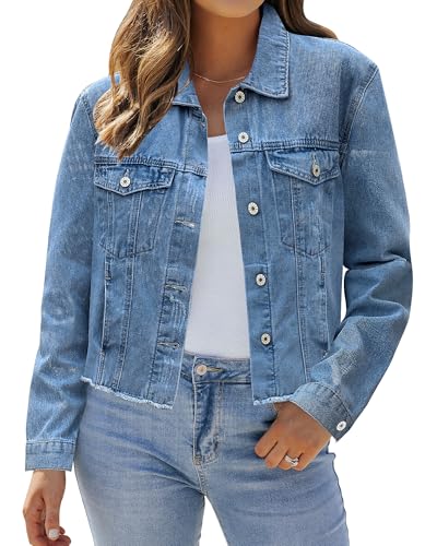 LookbookStore Jean Jackets for Women Trendy Button Down Denim Tru...