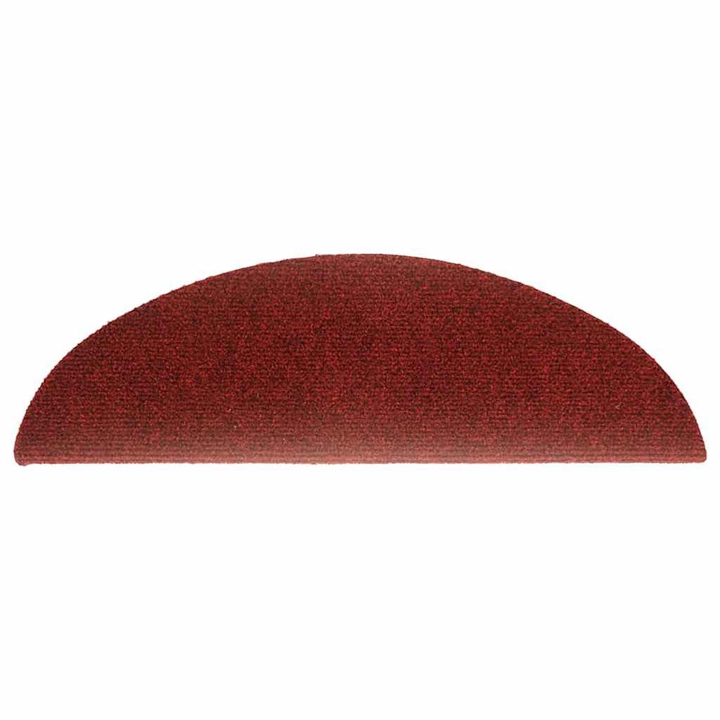 vidaXL Tappetini per Scale autoadesivi 15 pz 56x17x3 cm Bordeaux Rosso Semicircolari
