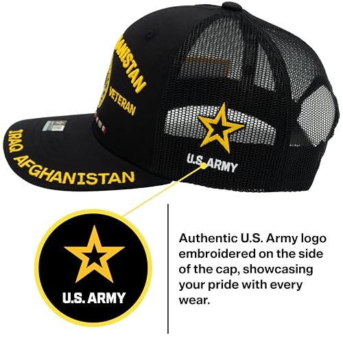 Image of Iraq Afghanistan Veteran Hat for Men Official Licensed US Army Military Combat Veterans Adjustable Cap