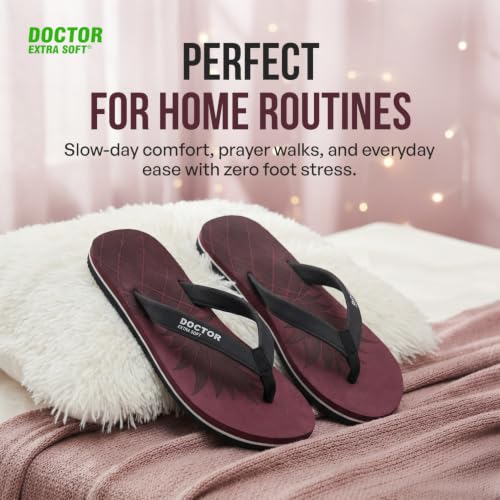 Image of DOCTOR EXTRA SOFT Women's Soft Slippers & Flip Flops, Orthopedic Cushioned Footbed, Lightweight Shock Absorbing Anti-Skid Comfortable Ladies Footwear for Walking, Home, Bathroom & Everyday Wear D-05