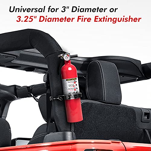 1PCS Fire Extinguisher Mount, EBESTauto Compatible for Adjustable Jeep Fire Extinguisher Bracket Fit for 3 Inch or 3.25 Inch Fire Extinguisher Bottle Bracket fit for UTV with 1.75''-2'' Round