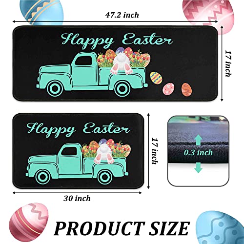 Flippana 2 Pcs Easter Kitchen Rugs And Mats For Floor Non-Slip Backing Easter Eggs Bunny Mat Easter Outdoor Decorations Anti Fatigue Kitchen Rug Sets With Runner (17"X47.2"+17"X30", Easter 03) #TOP1