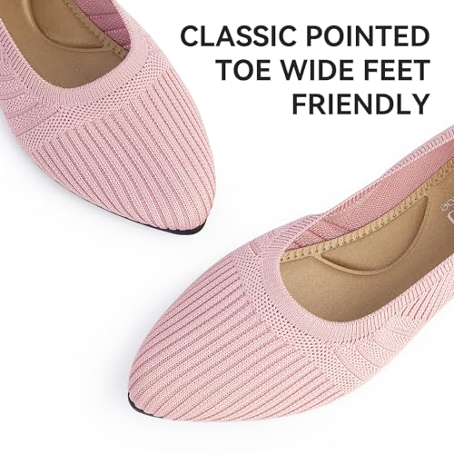 MUSSHOE Women's Knit Flats Pointed Toe Ballet Flat Shoes Comfortable Slip On Flats for Dressy Work Travel Wedding4