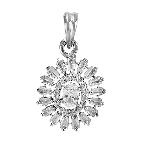 925 Sterling Silver White CZ Pendant For Women