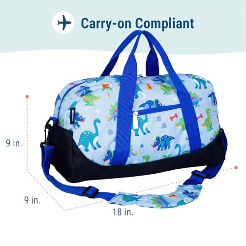 Image of Wildkin Kids Overnighter Duffel Bag - Carry-On Size, Ideal for School & Sleepovers - Dinosaur Land