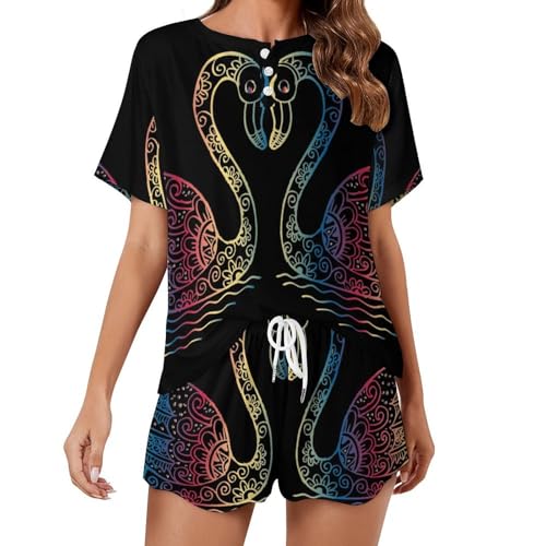 Pyjama pour femme manches courtes Cygne Coloré contre la chaleur