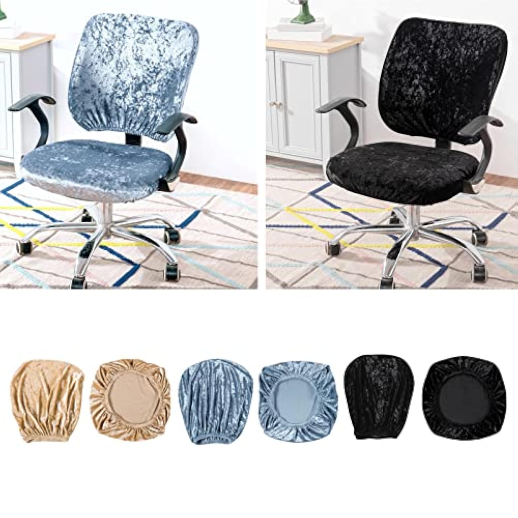Stretch Office Armchair Slipcover in Black Set