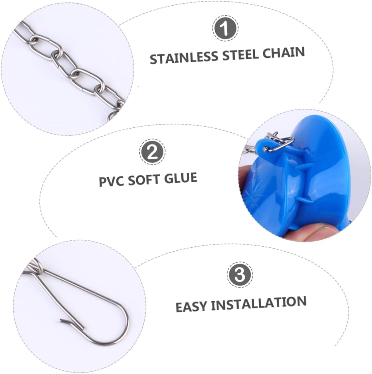 Uonlytech 3pcs Toilet Flapper Toilet Tank Accessory for Water Saving Easy Installation Home Bathrooms Seal for Efficient Drainage