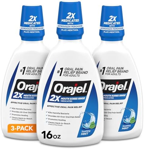 Orajel Nonseptic Mouth Sore Rinse 16oz, Soothing Mint Flavor, Pro...