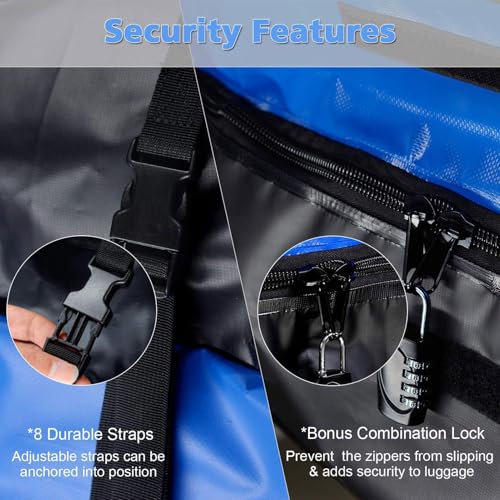 Gdiojnfg Car Roof Bag, Roof Box, Car Roof Bag Without Roof Rack, Luggage Bag Car, 600D Rooftop Cargo Carrier Without Roof Rack, Roof Waterproof Bag For All With/Without Rack - Image 7
