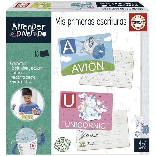 Educa - Mis primeras Escrituras | Aprendizaje de la Escritura y Trazo de Las Letras. Relación de Palabras, cenefas y Trazos Regulares. A Partir de 4 5 6 años (20112)