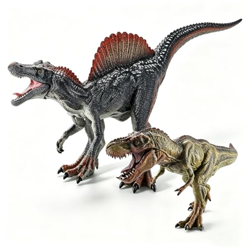 Image of 2Pcs Dinosaur Set, 12.2 inch Spinosaurus and 12.2 inch Realistic T-rex, Educational Dinosaur Action Figure Wildlife Animal Model, Great for Collector, Party Favor, Birthday Gifts