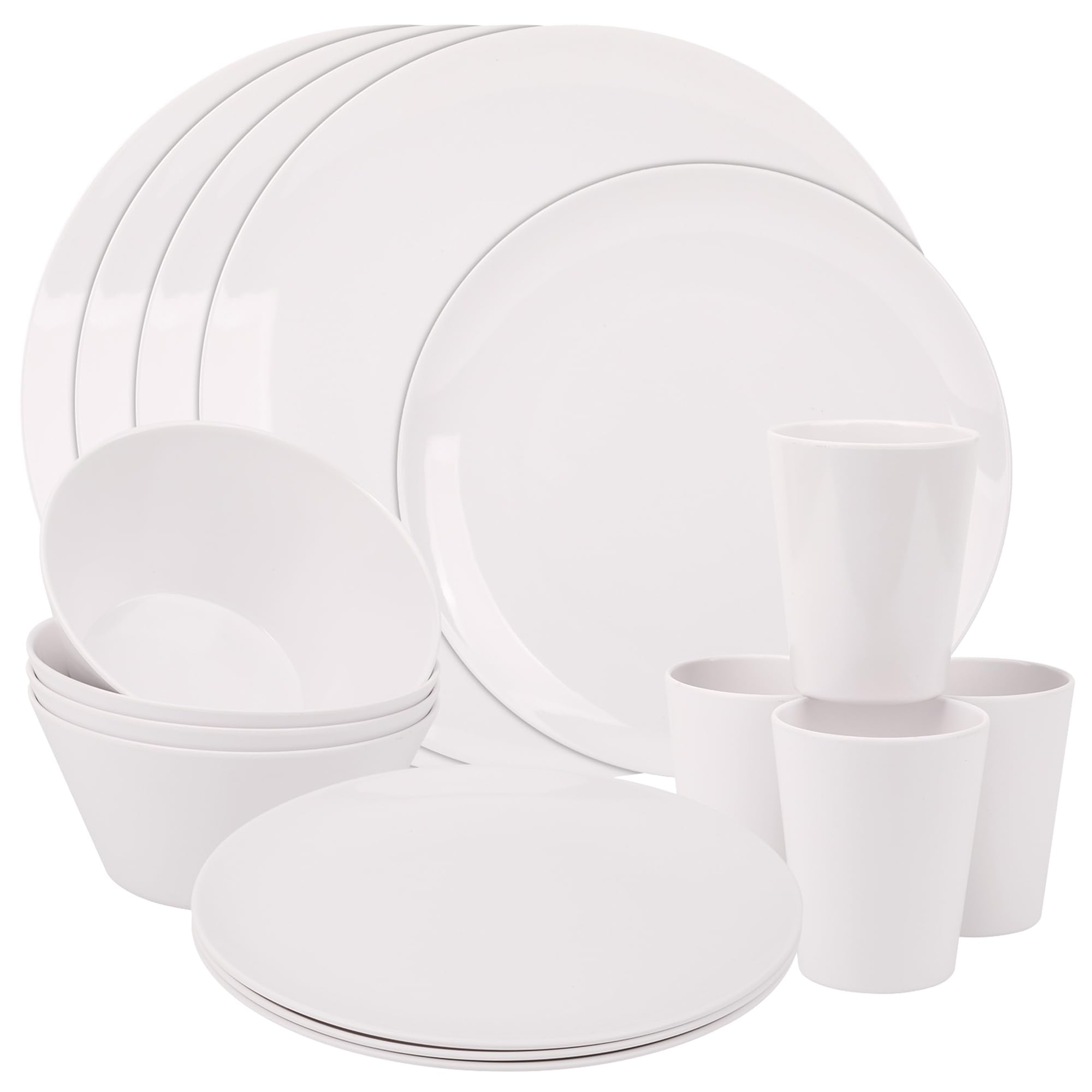 Event Decor Shop White Coloured Melamine Dinner Set, 16-Piece