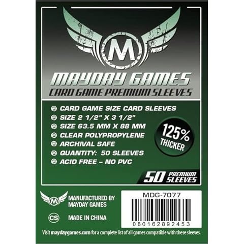 Mayday Games 63.5 x 88 mm SLEEVES Premium Card Game (Pack of 50) Cover