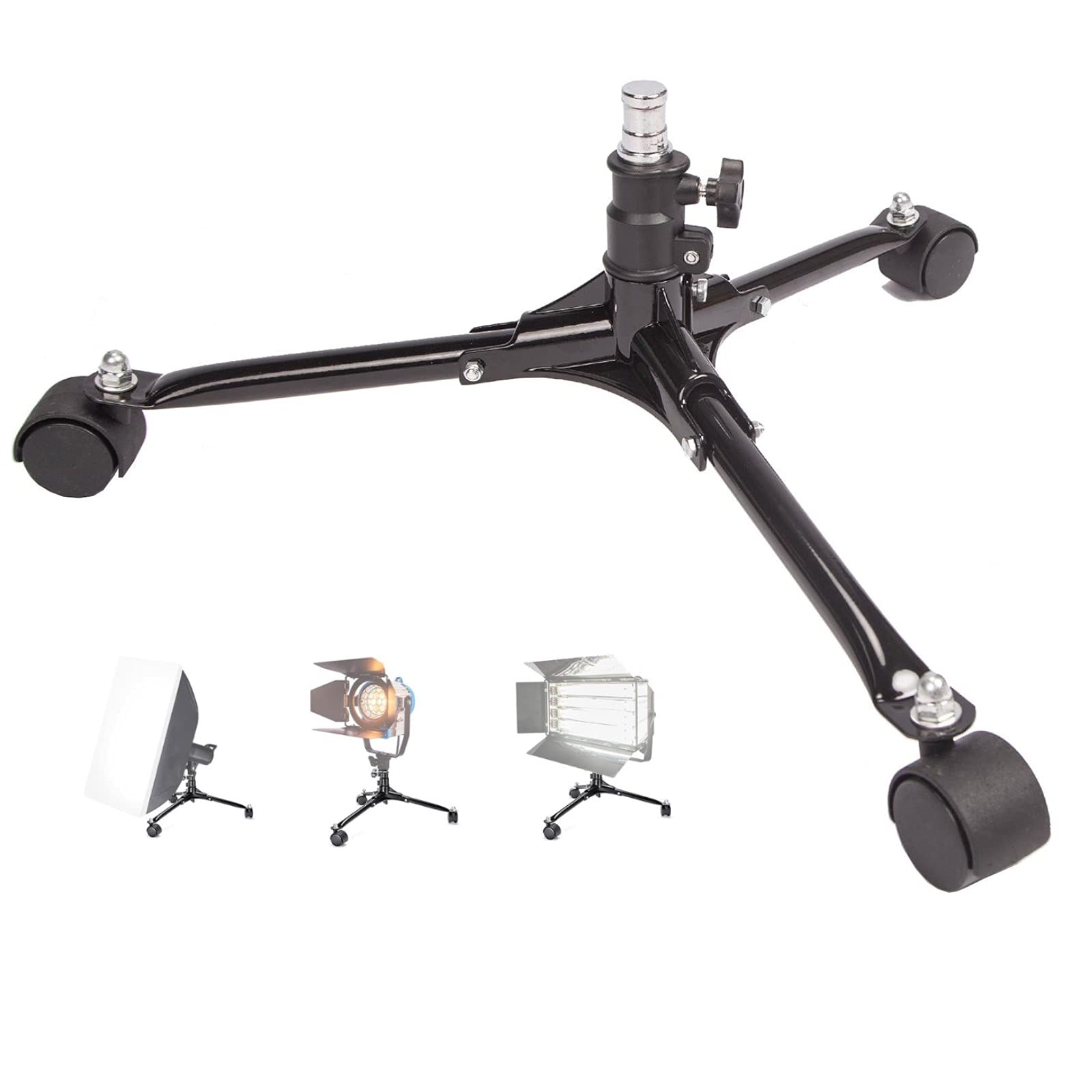 PYXEL Photographic Studio Floor Light Stand Tripod Dolly 3 Wheels, Foldable Base Light Stand Portable Studio Video Stand, for Supporting Photography Light Softbox, 20cm