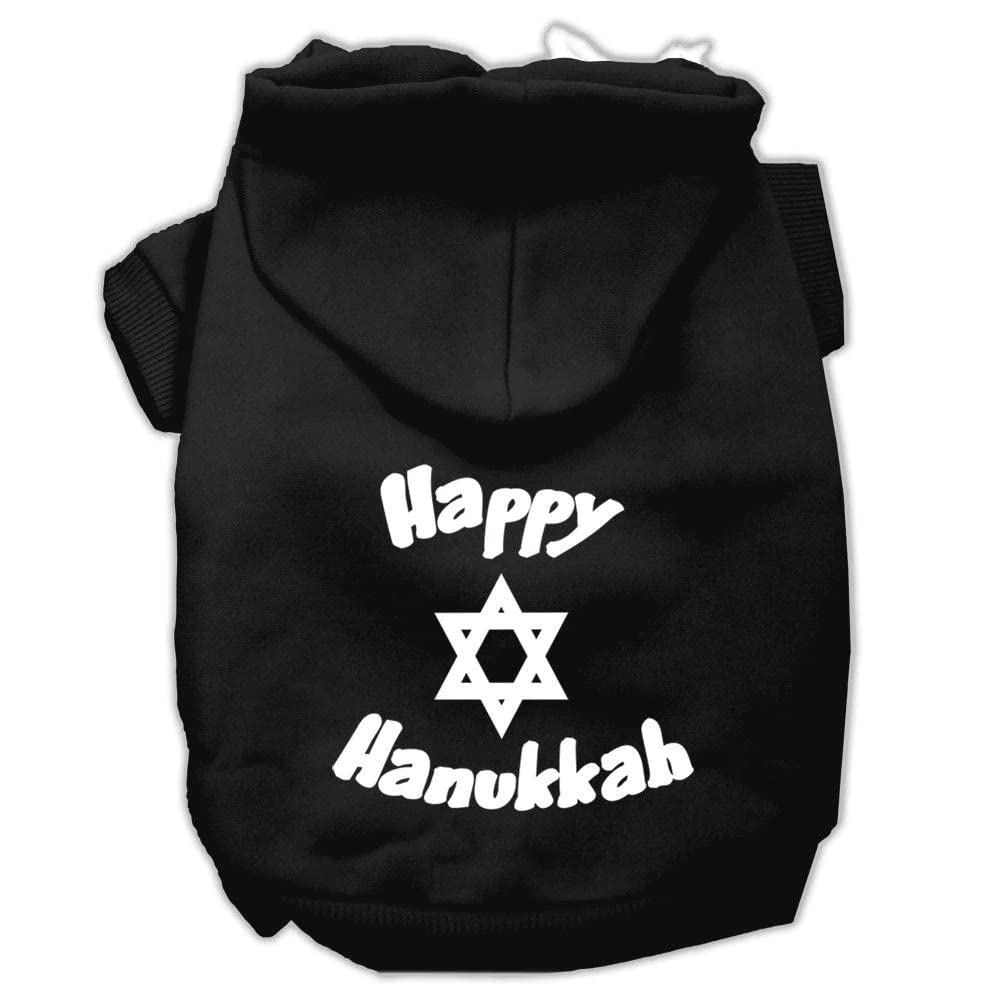 Mirage PetMirage Pet Products Happy Hanukkah Screen Print Pet Hoodies, XX-Large, Black
