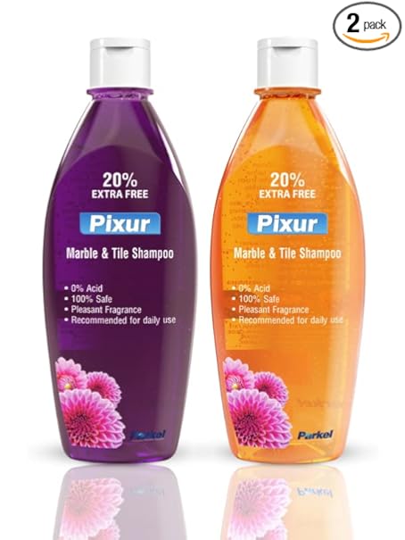 pixur Marble and Tile Shampoo Floor Cleaner for Home, Kitchen, Bathroom (Orange and Deo Fresh) -Combo Pack of 2 Pieces x 600 ml