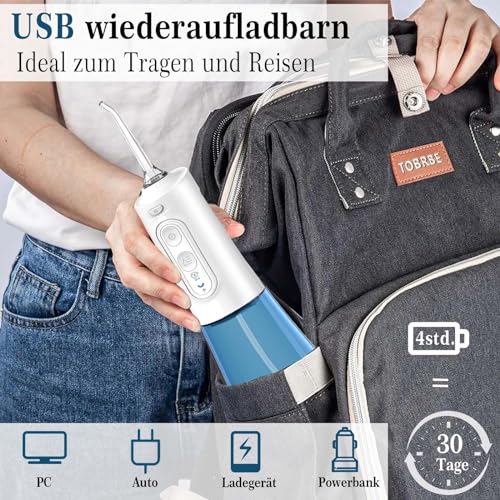 SURFOU Munddusche Kabellos Water Flosser for Teeth, Elektrische Zahnzwischenraumreiniger Oral Irrigator Zahndusche Wasser Zahnreiniger, Elektrisch Zahnseide Wasserflosser für Zähne – Bild 8