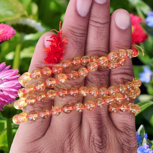 Image of Apnisanskriti Premium Citrine Stone Mala for Men and Women (6mm, AAA Quality, Lab Certified, 108+1) - Natural Stone Beads Mala - Yellow Colour - Pack of 1
