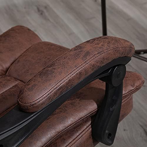 Vinsetto Executive Office Chair Micro Fibre Computer Desk Chair for Home with Arm, Swivel Wheels, Footrest, Brown