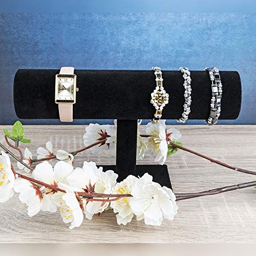 Sieradenstandaard voor armbanden en horloges, 23,5 cm x 7 cm x 13,5 cm, zwart, fluweel-look - Image 4