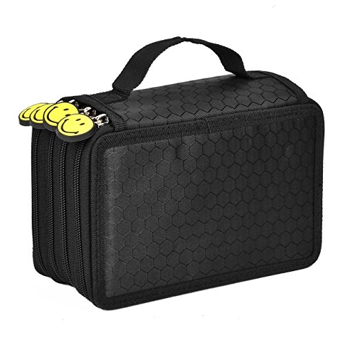 Pencil Case, TopRay Pencil Pouch Pencil Bag Pencil Box Large Capacity Zipper Pencil Bag with Zipper Pulls for Colored Pencils Pens (Black)