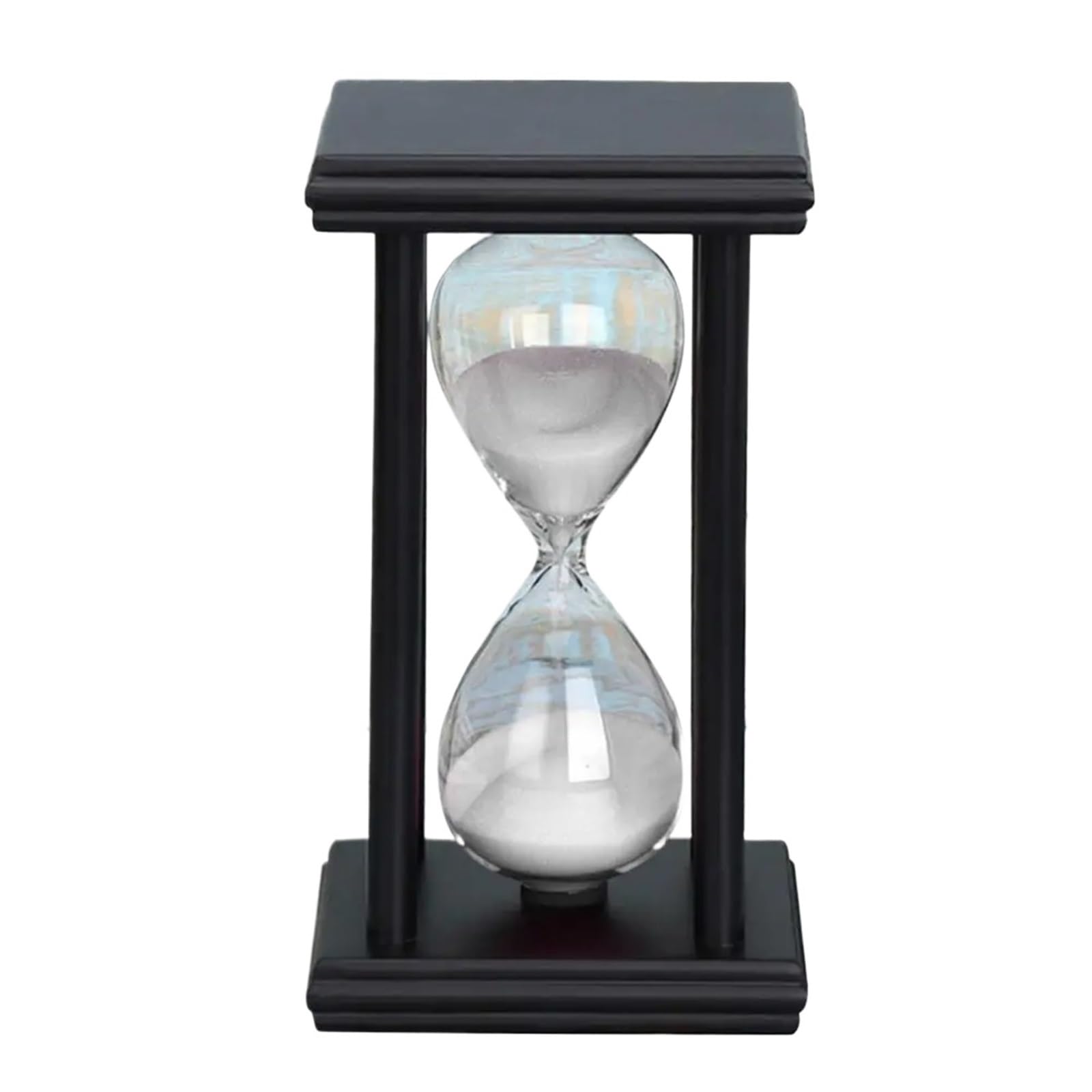 Timer Sand Clock 45/60 Min Wooden Sandglass Hourglass Kitchen Home Decor(Black White 60 Min)