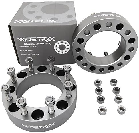 WIDETRAX 2pc 2" 8x6.5" or 8x165.1 Wheel Spacers Adapters 14x1.5 Studs Lug Nuts Included Titanium Finish 6061 T6 Billet Aluminum (1 Pair) 50mm by Rugged TUFF