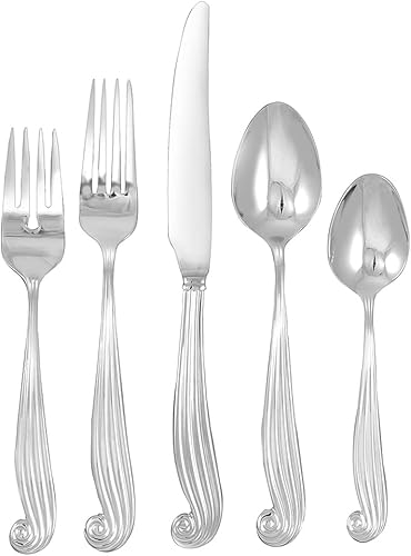 Ginkgo International LaMer Juego de cubiertos de 42 piezas con acabado de espejo inoxidable 1810, servicio para juego de anfitriona de 8 piezas Plus