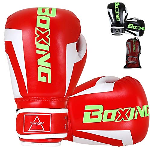 Tusingger Training Boxing Gloves Men & Women&Kids ,Cool Style Boxing Gloves,Kickboxing Gloves,Muay Thai,Sparring Gloves,Heavy Bag Gloves for Boxing (red, 12oz)