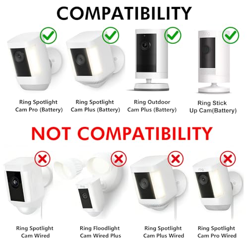 Adjustable Wall Mount Compatible with Ring Spotlight Cam Pro/Plus (Battery), Ring Stick Up Cam (Battery), Outdoor Security Camera Mount with Strap for Wall, Pole or Tree Installation - Thumbnail 2