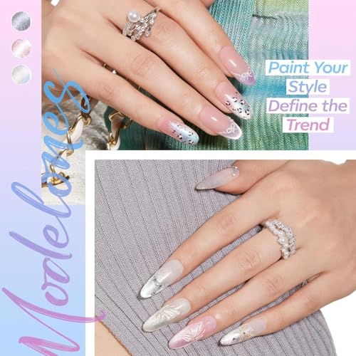 Image of modelones Cateye Gel Polish Nail Magnet, 8-in-1 Cat Eye Magnet Nail Art Wand for Gel Nails with Steel Ball, Glass Bead, French Tip, Clover, Heart & Swirl Effects for DIY Home Salon Manicure