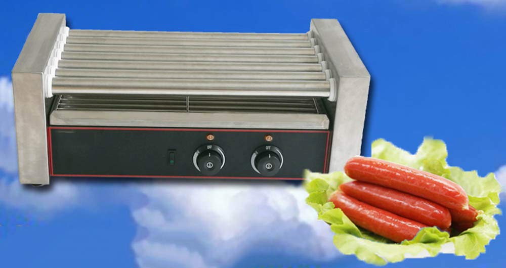 Máquina de Rodillo de Perritos Calientes Máquina de Cocina de Parrilla de Salchichas Máquina de Perritos Calientes Máquina de Acero Inoxidable Antiadherente