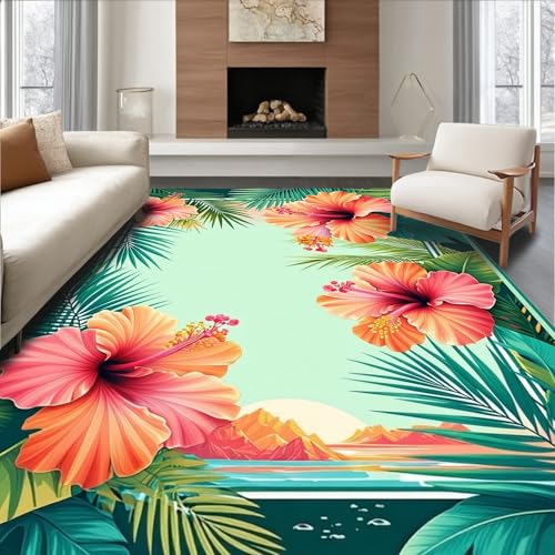 ODIKA Flatwoven High Traffic Area Rug 5x7, Summer Oasis Floral