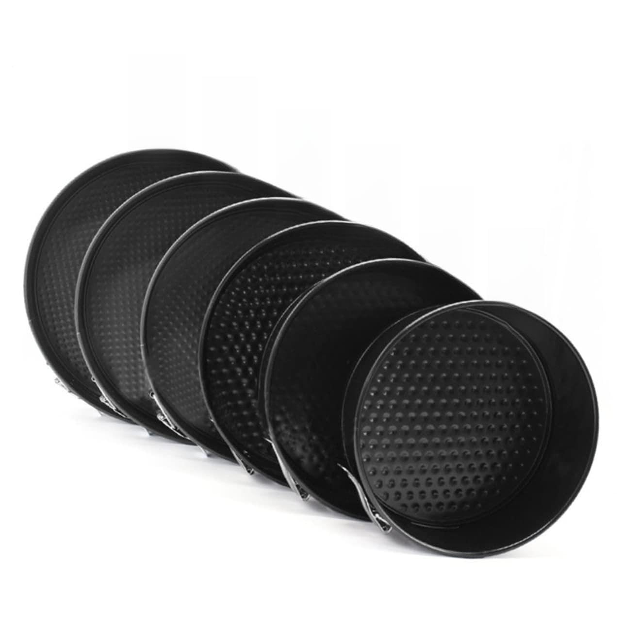 DECHOUS 6pièce Moules à Cake Ronds Antiadhésifs Acier Avec Fond Nid Abeille Pour Pâtisserie Pour Maison Fête Mariage Noir