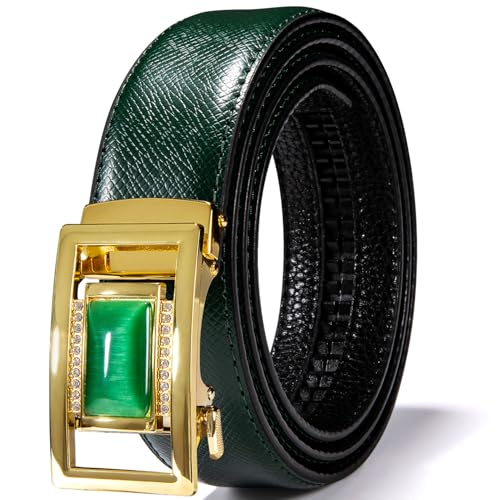 Image of Dubulle Designer Men's Belts, Ratchet Leather Sliding Buckle Dress Belt | 1 3 /8 inch(3.5cm) Genuine Leather Adjustable Strap, Automatic Ratcheting Buckles, Gift‑Boxed, Trim to Fit, for Business Casual