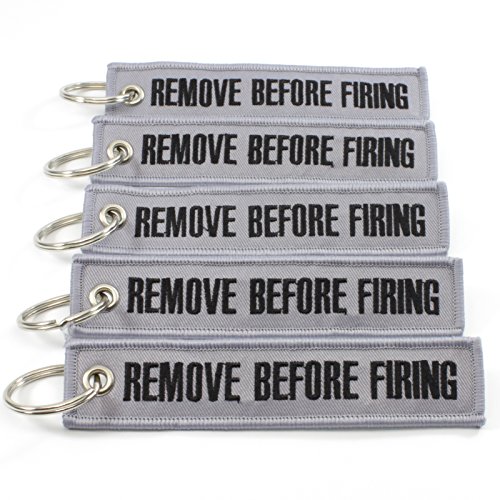 Remove Before Firing Keychain - Gray/Black - 5pcs - by Rotary13B1