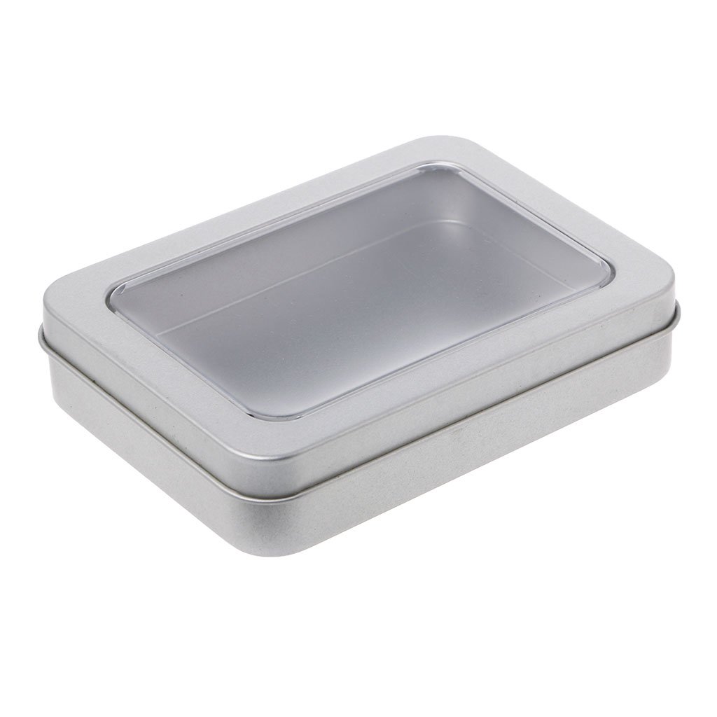 ZBIianxer Tinplate Storage Box with Clear Window Top Metal Boxes Fillable for Case for Outdoor Traveling Portable Organize Box Bottle Spray Organizer Basket Rack Tank Container Airtight