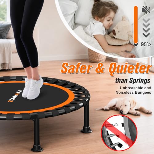 Image of ZCMHAXJ Foldable Mini Trampoline, 36 inch /40 inch /48 inch Rebounder Trampoline for Adults & Kids, 440lbs Capacity Indoor Fitness Workout Exercise Equipment