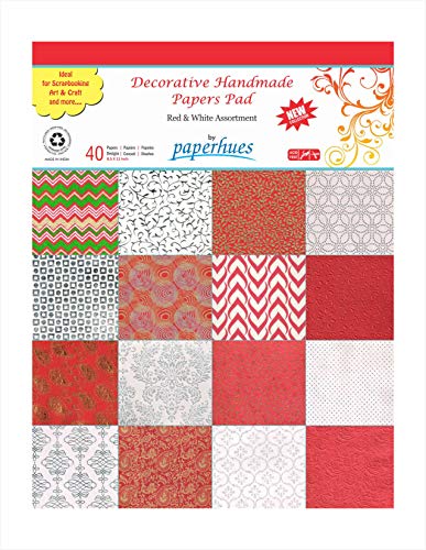 Paperhues Red-White Celebration Collection Papers For Scrapbooking 8.5X11" Pad, 40 Sheets. #TOP28