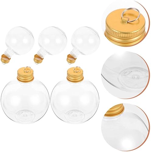 Miniatura 8 de HOMSFOU Adorno de bola rellenable transparente, 10 unidades, botella de bola de bebida, bolas de plástico, esferas de plástico, soporte para dulces,