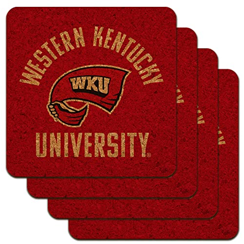 Western Kentucky Hilltopper Low Profile Novelty Cork Coaster Set