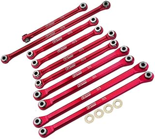 Axial 1/18 UTB18 Capra 4WD Unlimited Trail Buggy AXI01002 Upgrade Parts Aluminum 7075-T6 Front & Rear Chassis Links Parts Tree + Front Steering Link Rod - Red