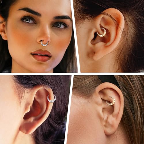 AROWRO Septum Jewelry 16G 316L Surgical Steel Septum Ring Nose Rings Hoops for Men Women Septum Piercing Jewelry Daith Earring Cartilage Tragus Rook Ear Lobe Piercing Jewerly4