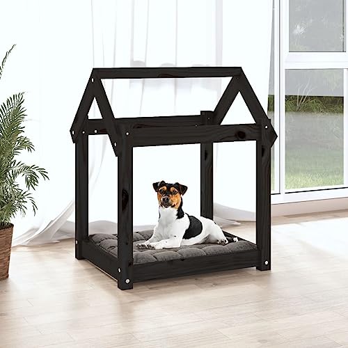 Lit pour chien solide cadre bois stable noir pour salon - 4