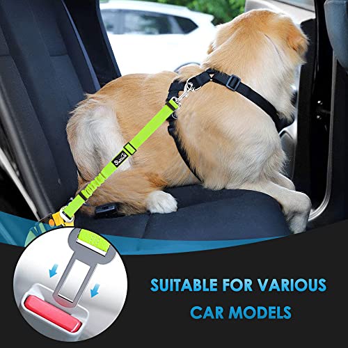 Image of SlowTon Dog Seat Belt for Car, 2 Pack Dog Car Harness Seatbelt with Bungee