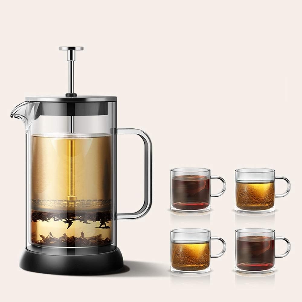 Detachable and Easy to Clean Press Pot Hand Coffee Pot V-shaped High Borosilicate Heat-resistant Glass Coffee Filter Tea Maker Suitable for Household Coffee Pot (Black)