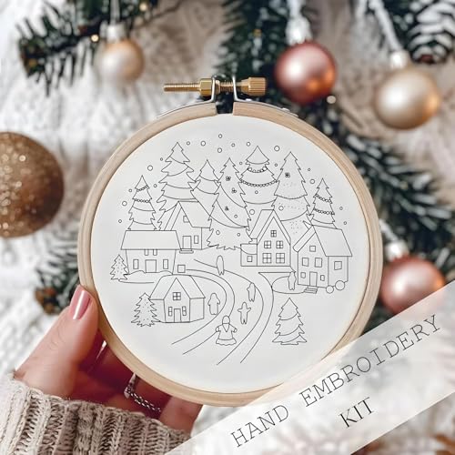 Image of UQRUI Christmas Embroidery Kits for Adults BeginnersEmbroidery Patterns, Ornament Embroidery Kit,Cross Stitch Kits (Gnome B)