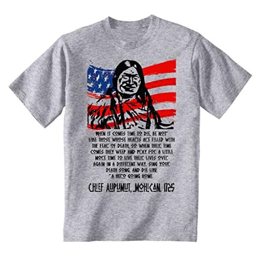 Teesquare1st män AMERICAN NATIVE INDIAN DIE LIKE A HERO QUOTE Grey T-shirt